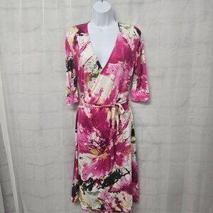 Walking Art Dress Wrap Tie Dye Pink Casual Boho Festival M